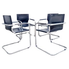 Vintage Bauhaus Cantilever MG5 Visitor Leather Chairs, Design Mart Stam, Italy 70s