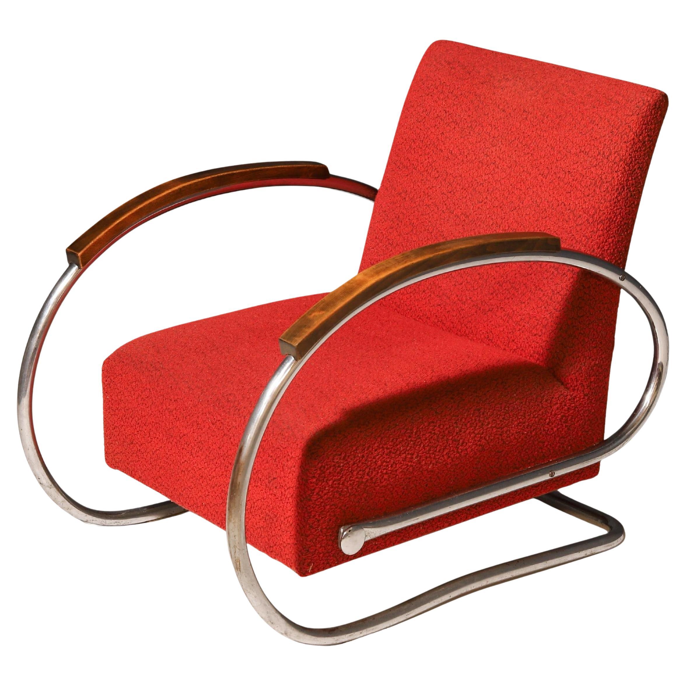 Sillón de acero tubular Cantilever Bauhaus, años 30, Checoslovaquia, Europa