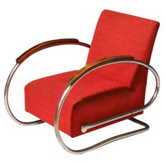 Sillón de acero tubular Cantilever Bauhaus, años 30, Checoslovaquia, Europa