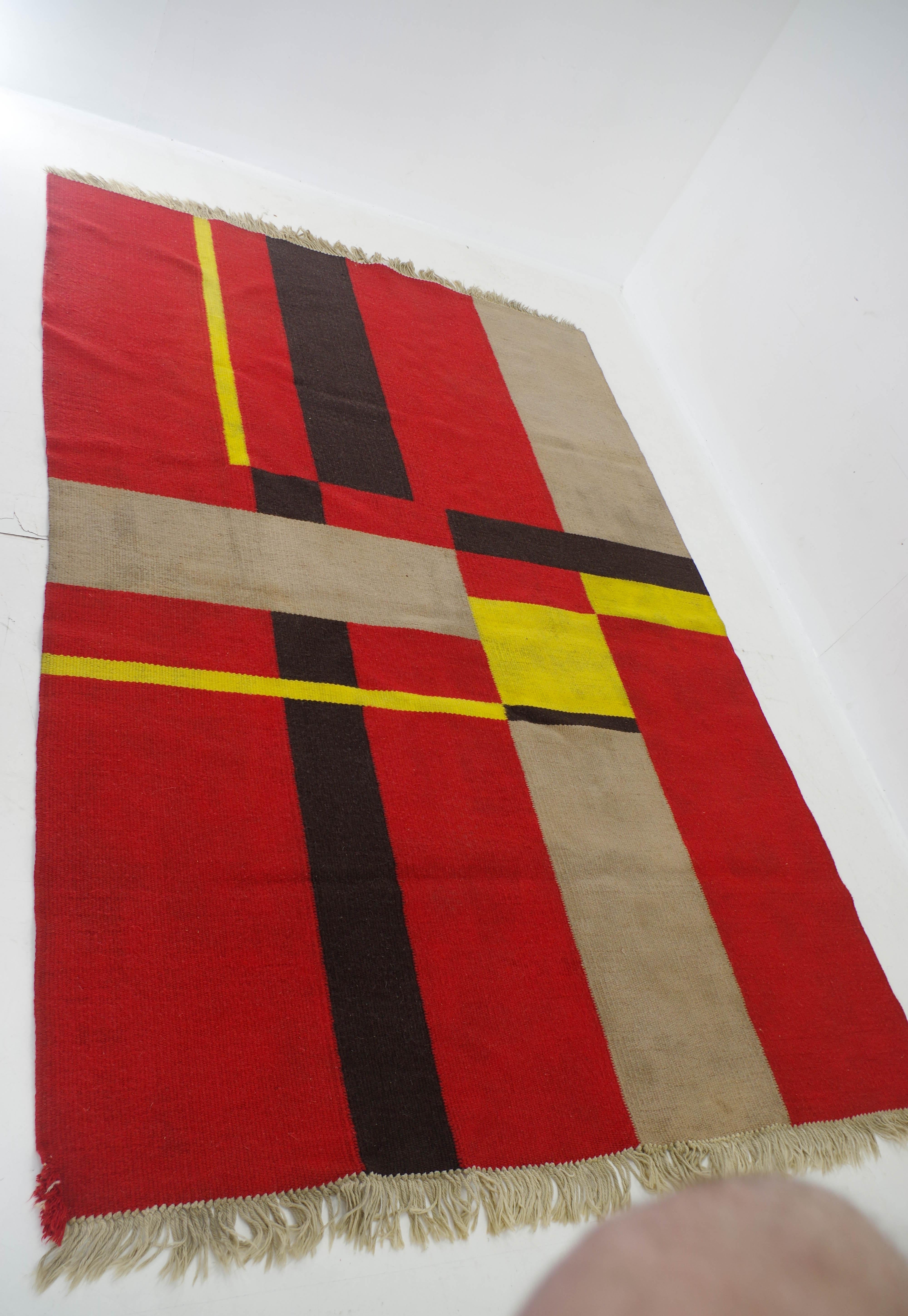 Mid-20th Century Bauhaus Carpet, Czechoslovakia, 1940s