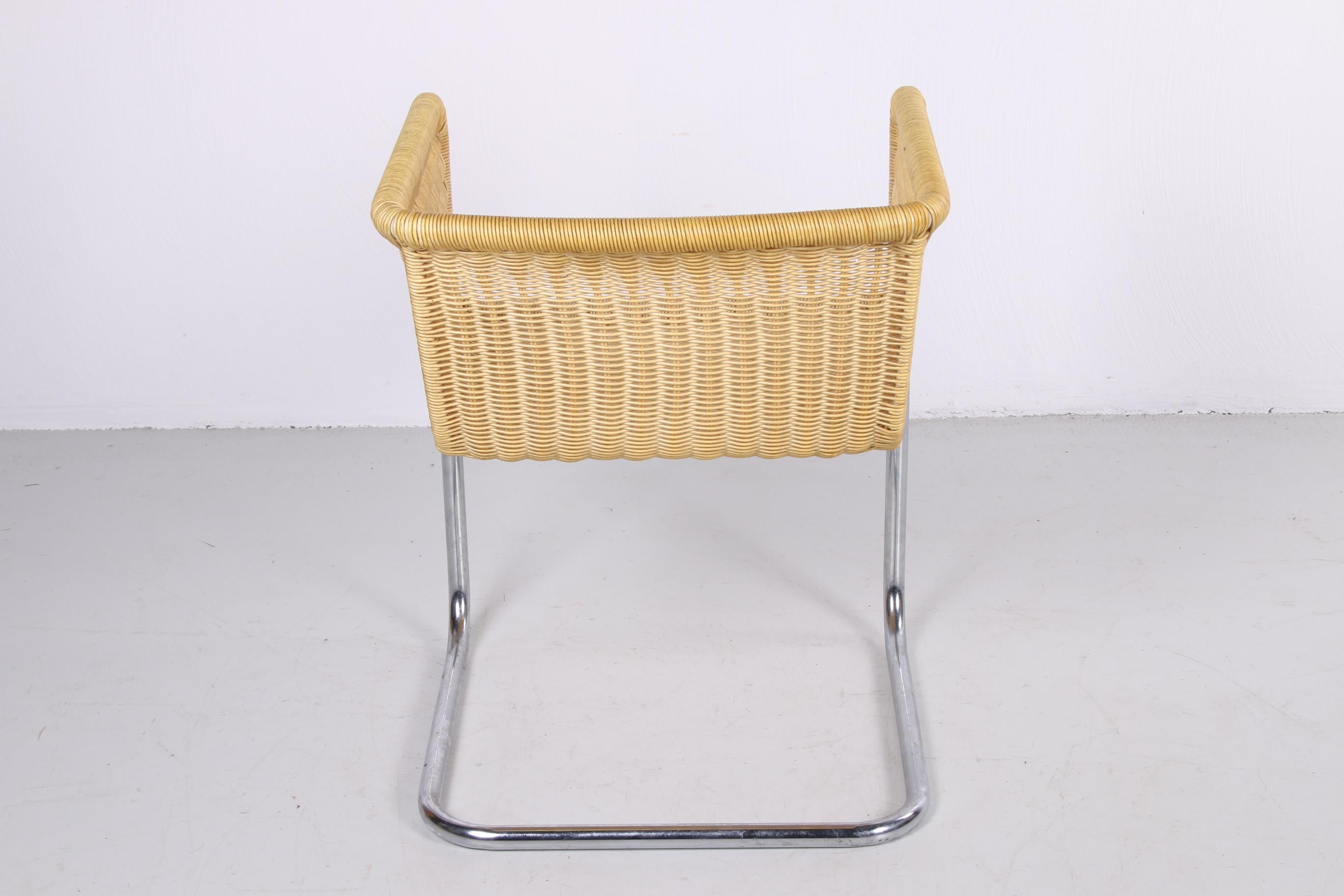 Mid-20th Century Bauhaus Chairs D43 Tubular Frame with Bucket Seat Set of 4