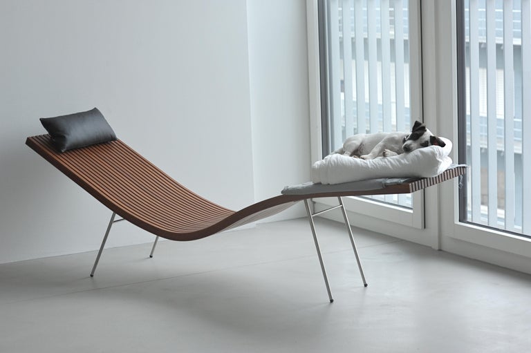 Metal Bauhaus, Chaise Lounge by Peter Zumthor, Mahogany, Design, 2007 For Sale
