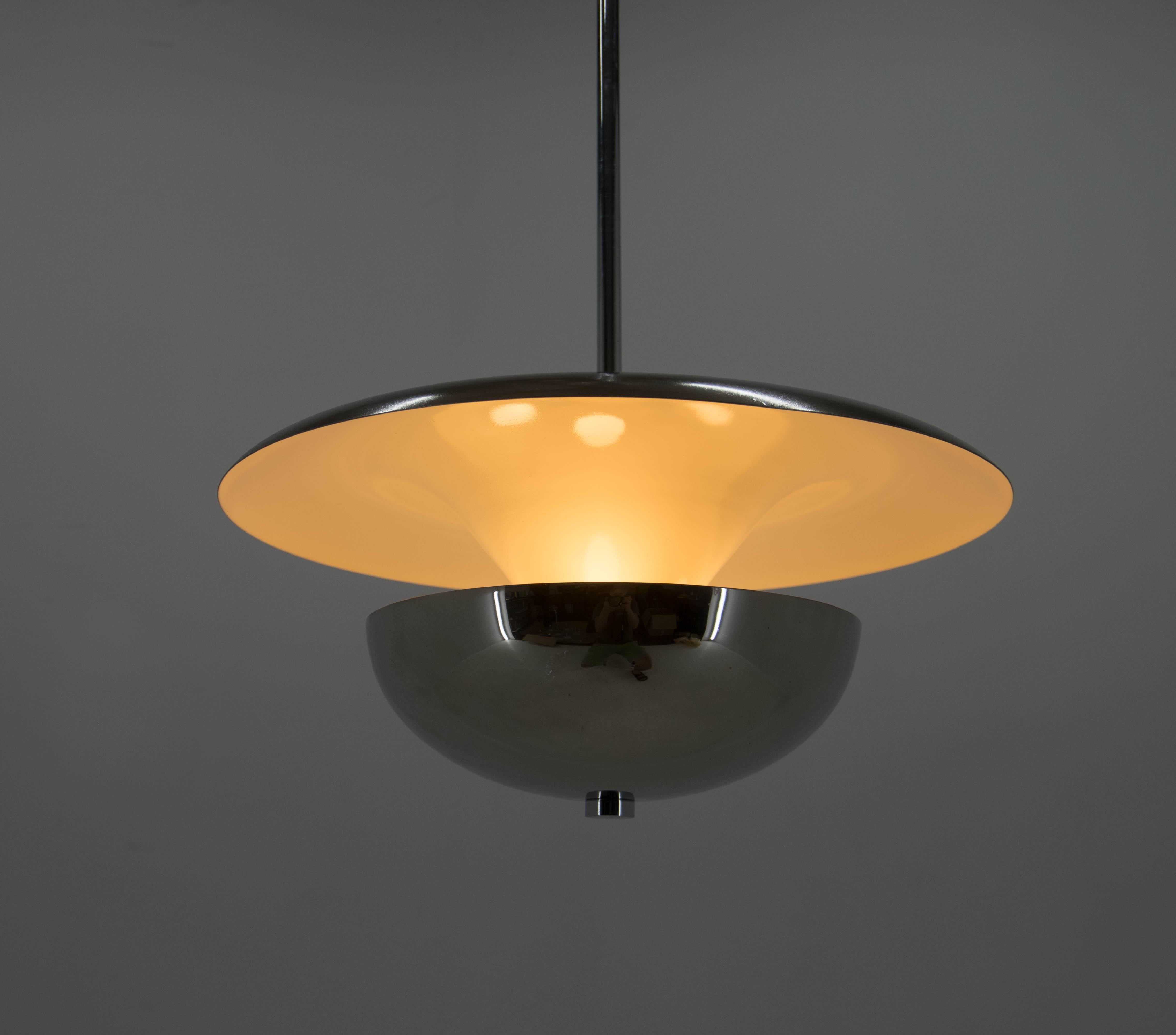 Czech Bauhaus Chandelier by Anyz, 1930s, Restored For Sale