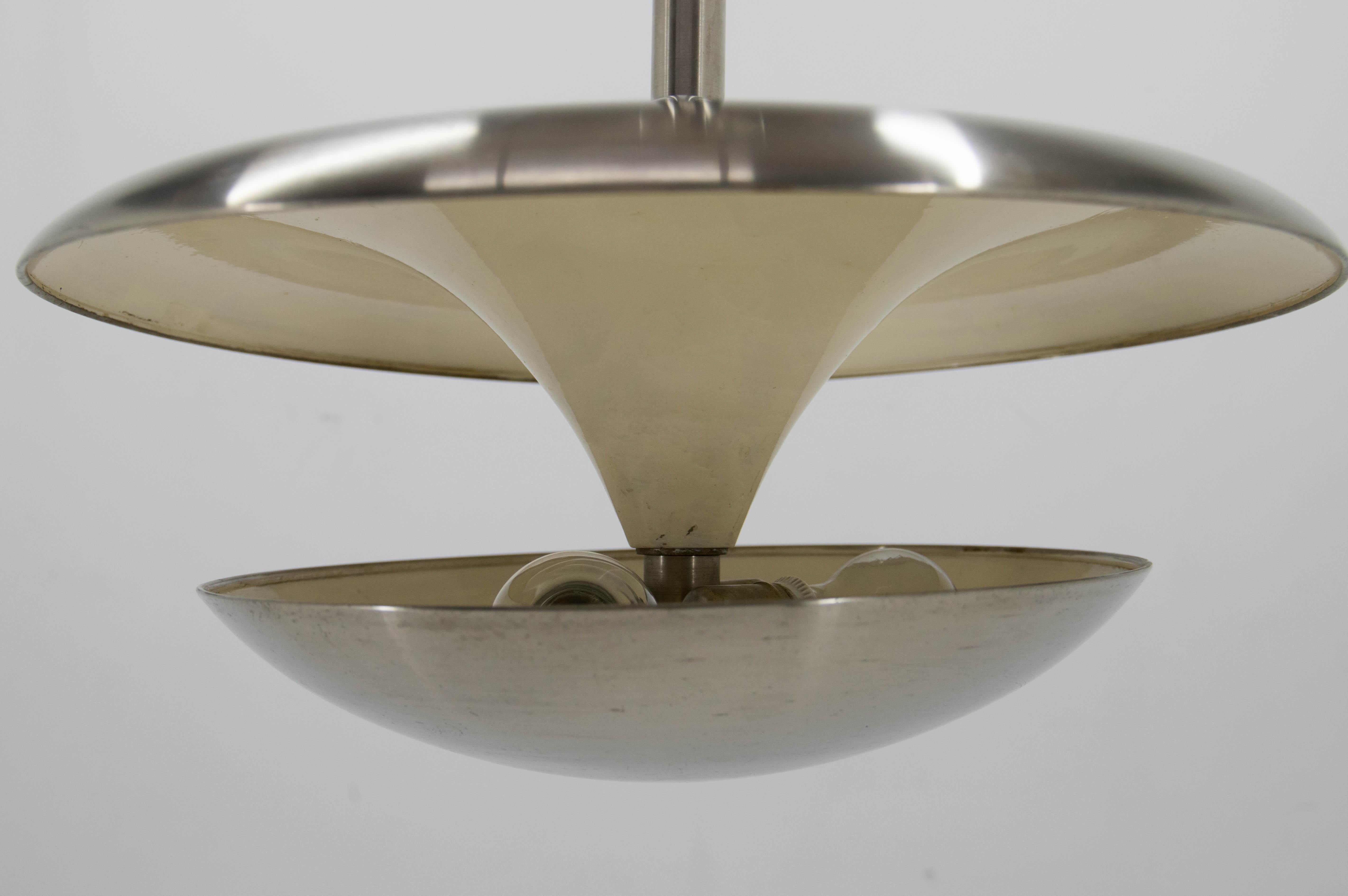 Nickel Bauhaus Chandelier by IAS, 1920s For Sale