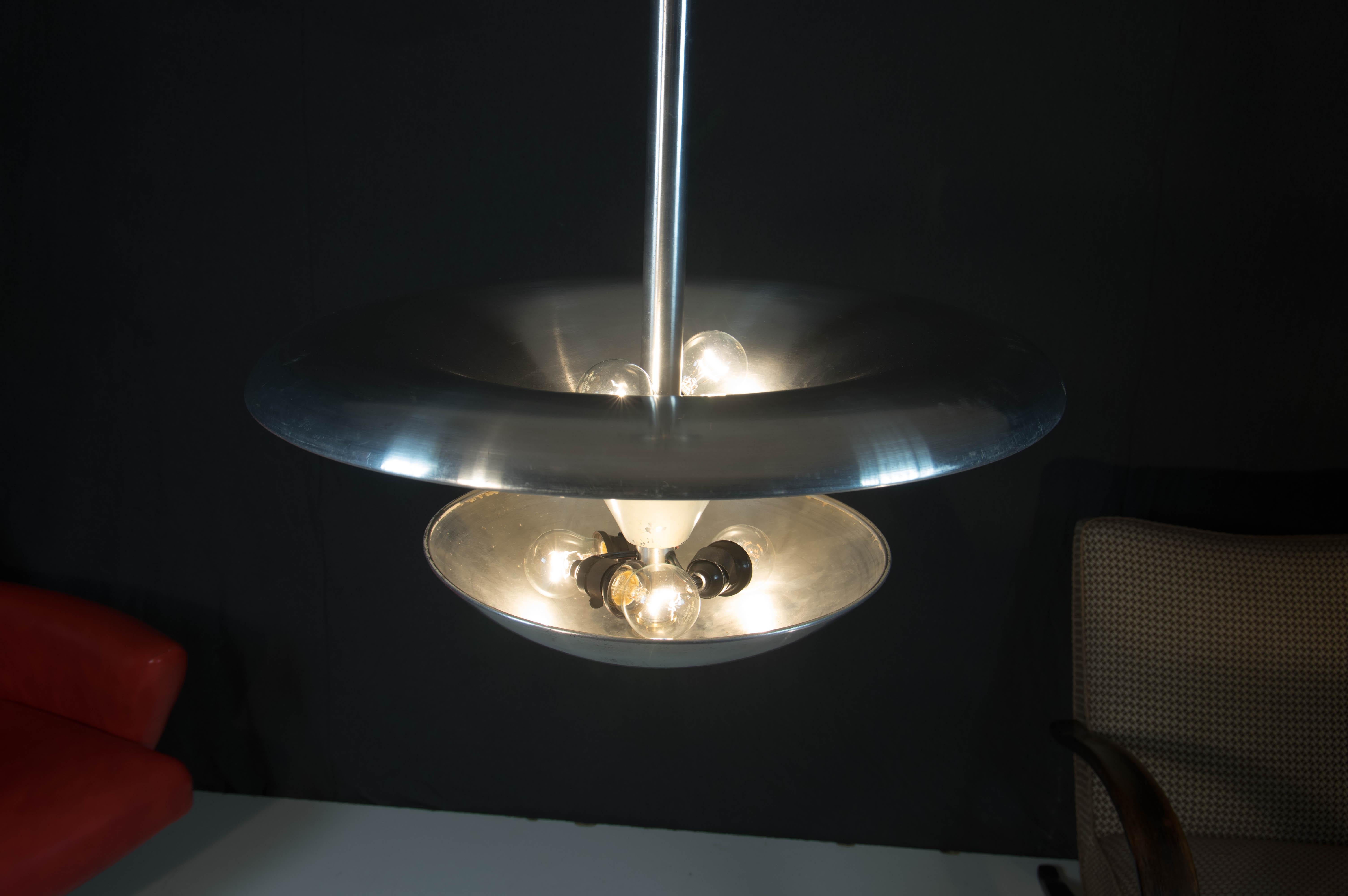 Bauhaus Chandelier with Indirect Light, 1930s For Sale 1