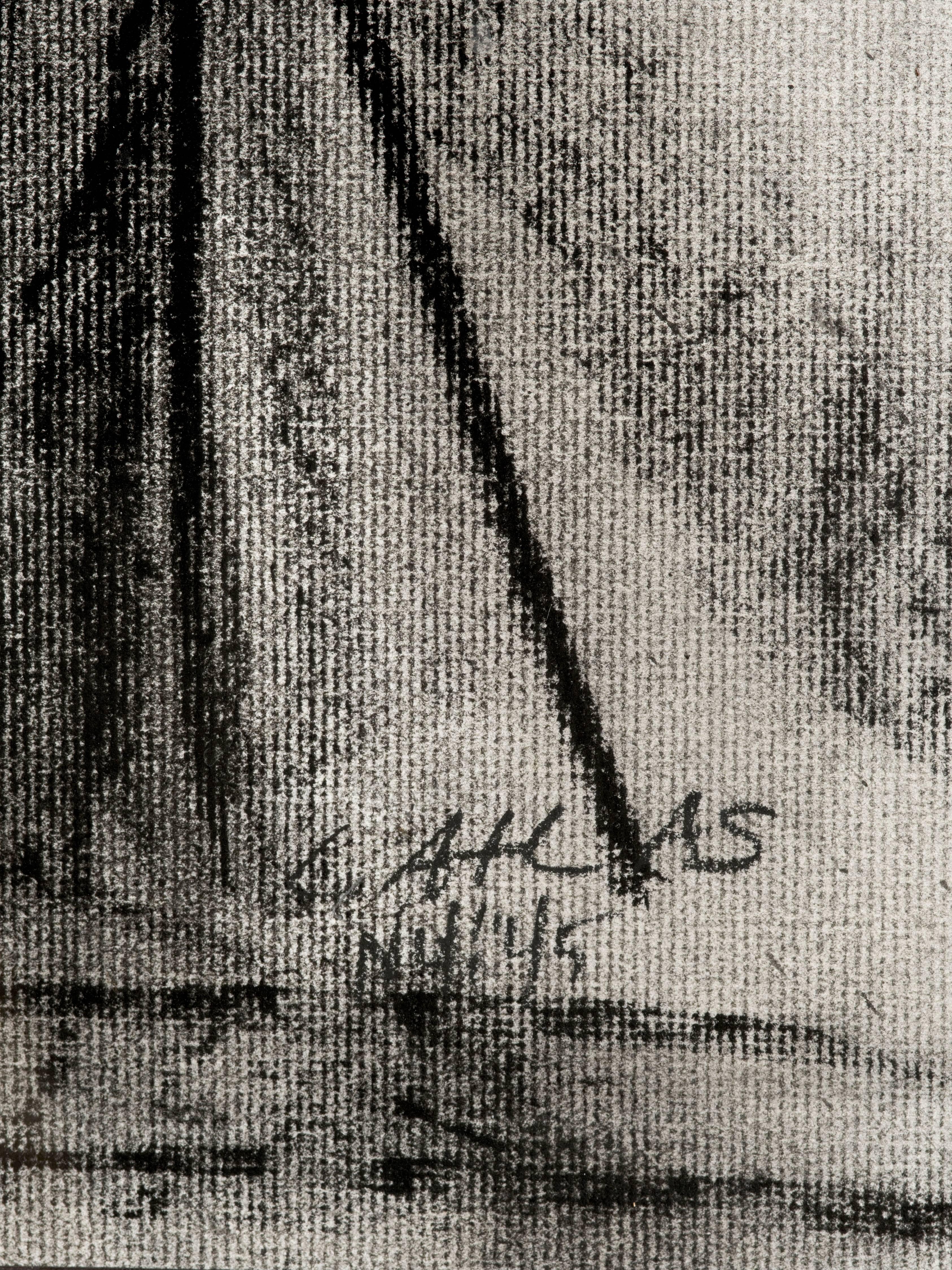Figurale Kohlezeichnung von Louis Atlas um 1945 im Zustand „Gut“ in New York, NY
