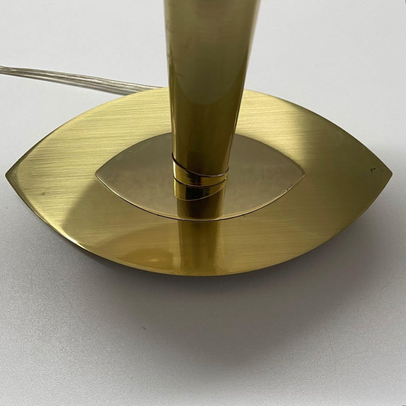 German Bauhaus Chased Brass Satin Glass Two-Light Bankers Desk Lamp Table Lamp, 1960s For Sale