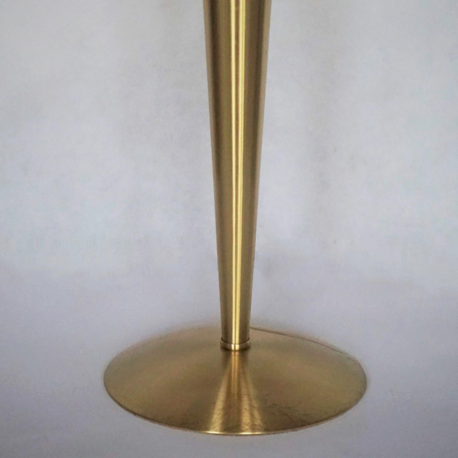 Bauhaus Chased Brass Satin Glass Two-Light Table Lamp, 1960s, Desk Lamp In Good Condition In Frankfurt am Main, DE