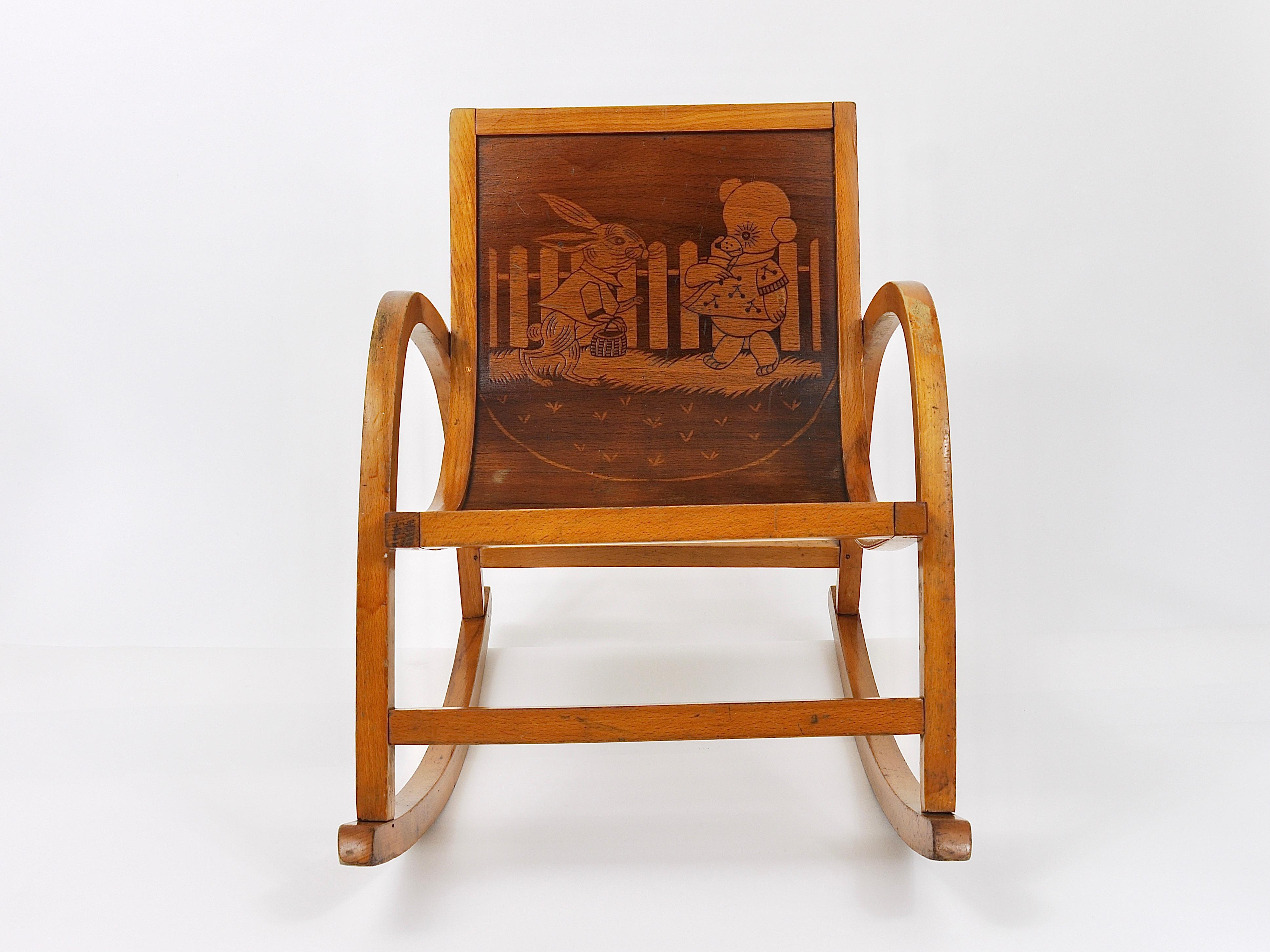 Bauhaus Childrens`Bentwood Rocking Chair Brockhage Andrä Era, Germany, 1950s For Sale 4
