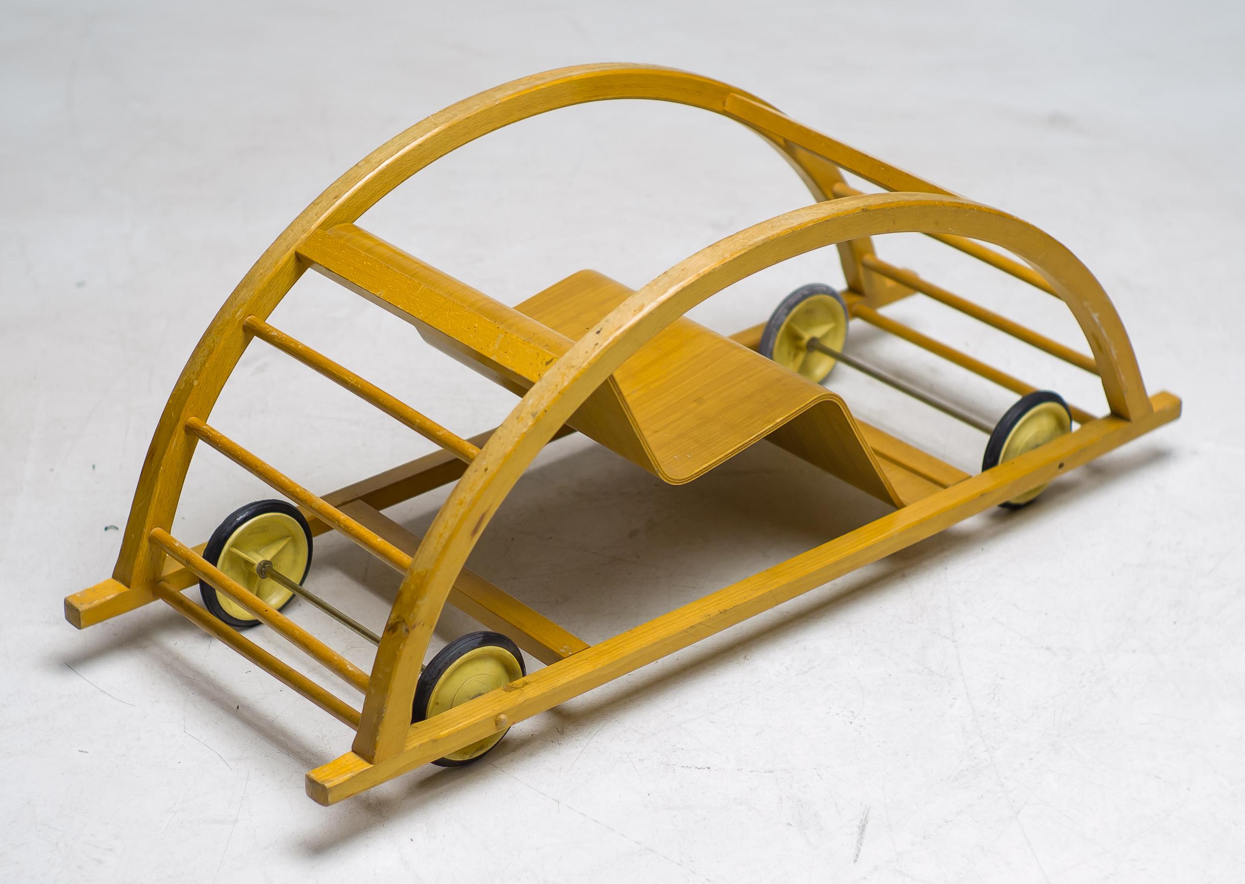Mid-Century Modern Bauhaus Childs Rocker and Race Car by Hans Brockhage  For Sale