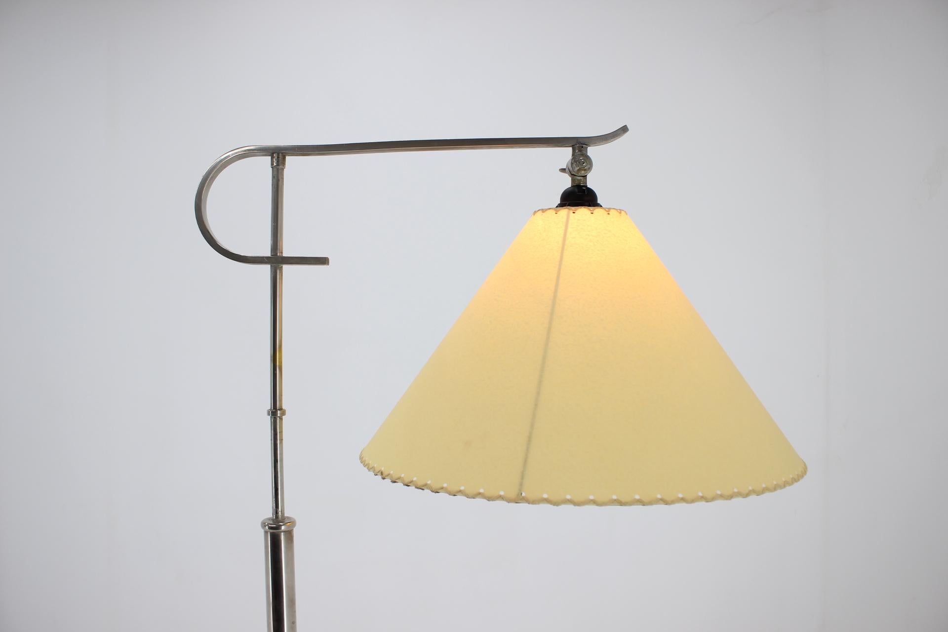 Czech Bauhaus Chrome Adjustable Floor Lamp, 1930s / Functionalism For Sale