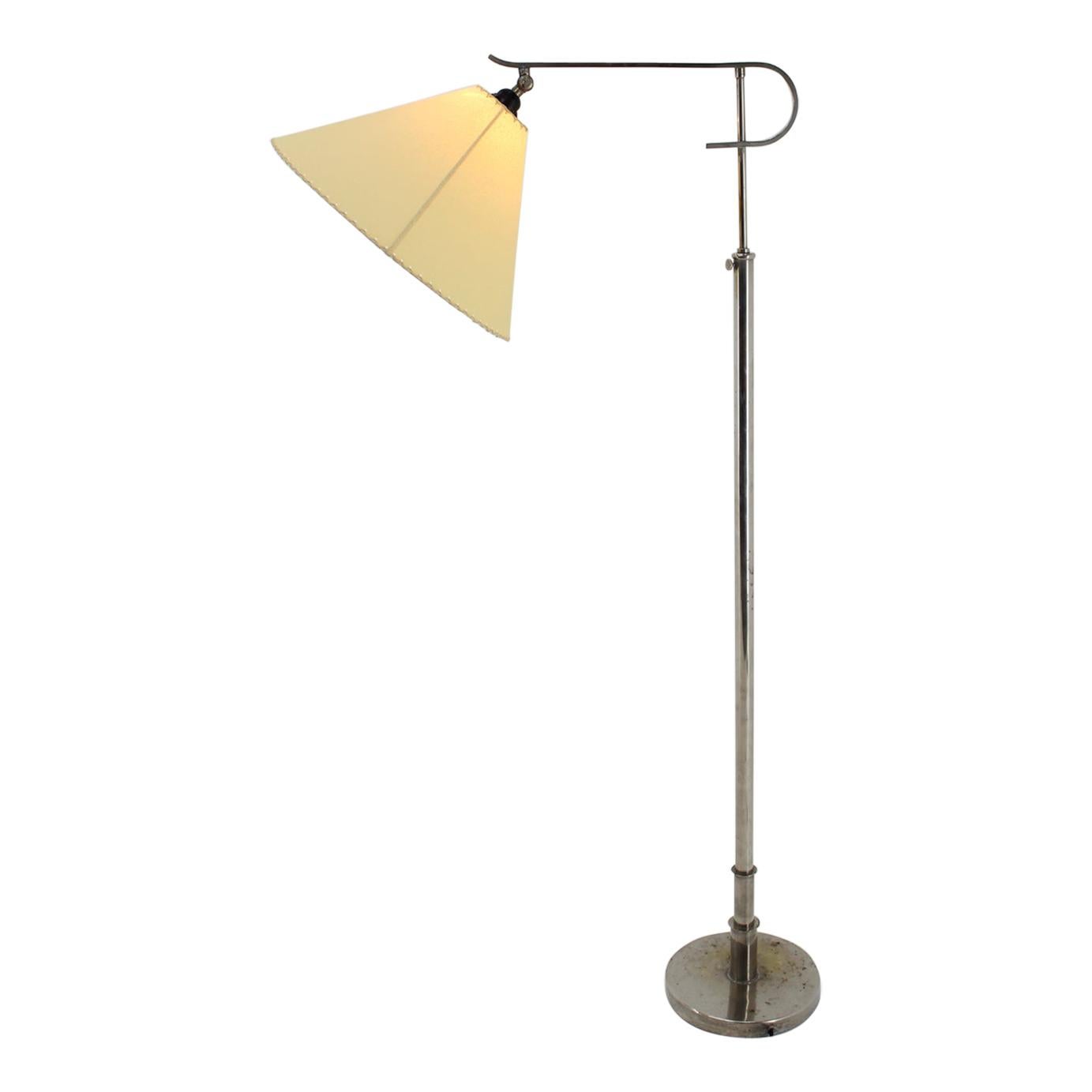 Bauhaus Chrome Adjustable Floor Lamp, 1930s / Functionalism