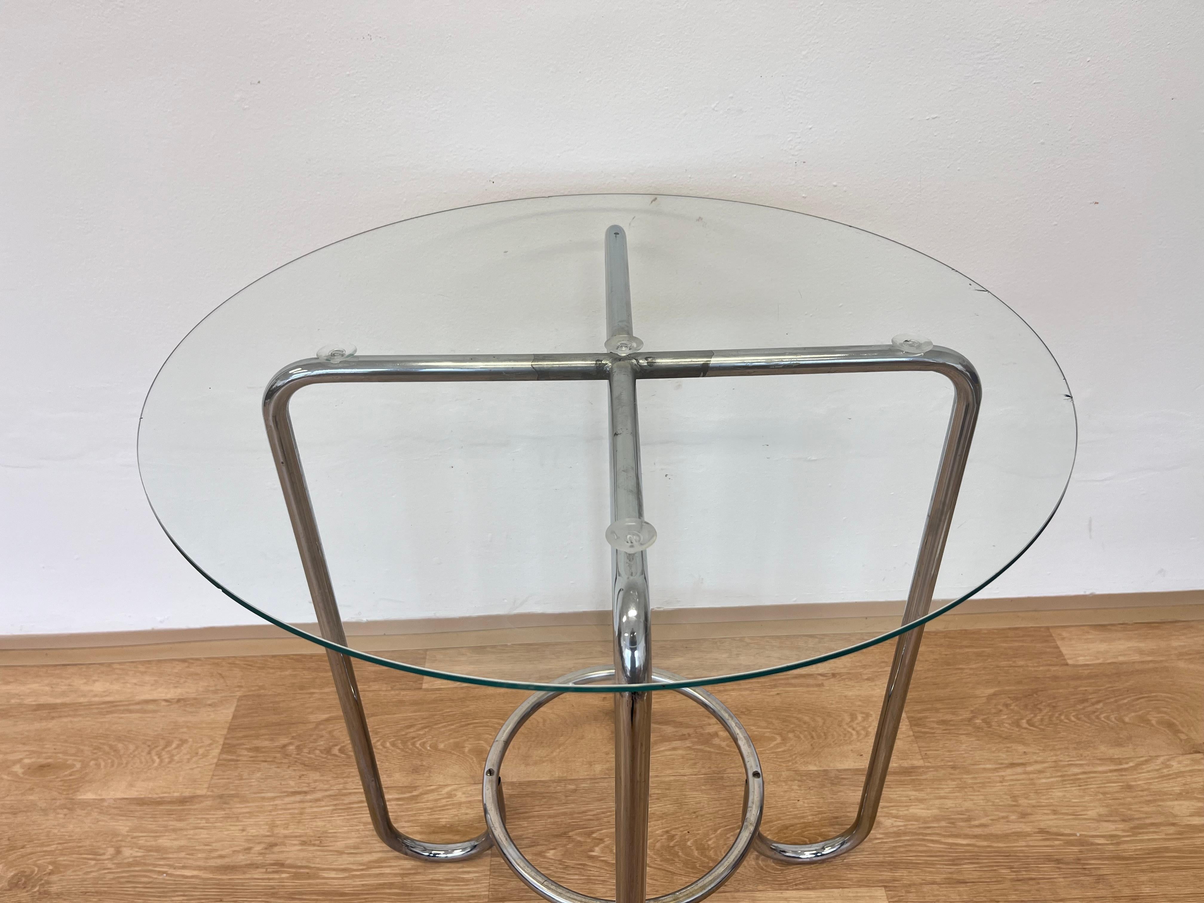 Chrome Table Bauhaus en chrome et verre - années 1930 en vente