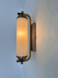 Bauhaus Chrome and glass Wall Lamp, 1930s - Czechoslovakia