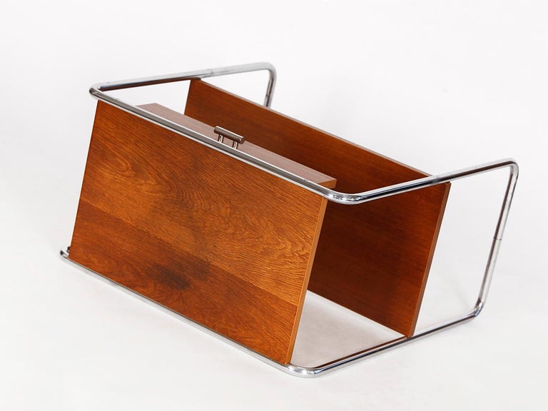 Bauhaus Chrome and Oak Side Coffee Table, 1950s For Sale at 1stDibs