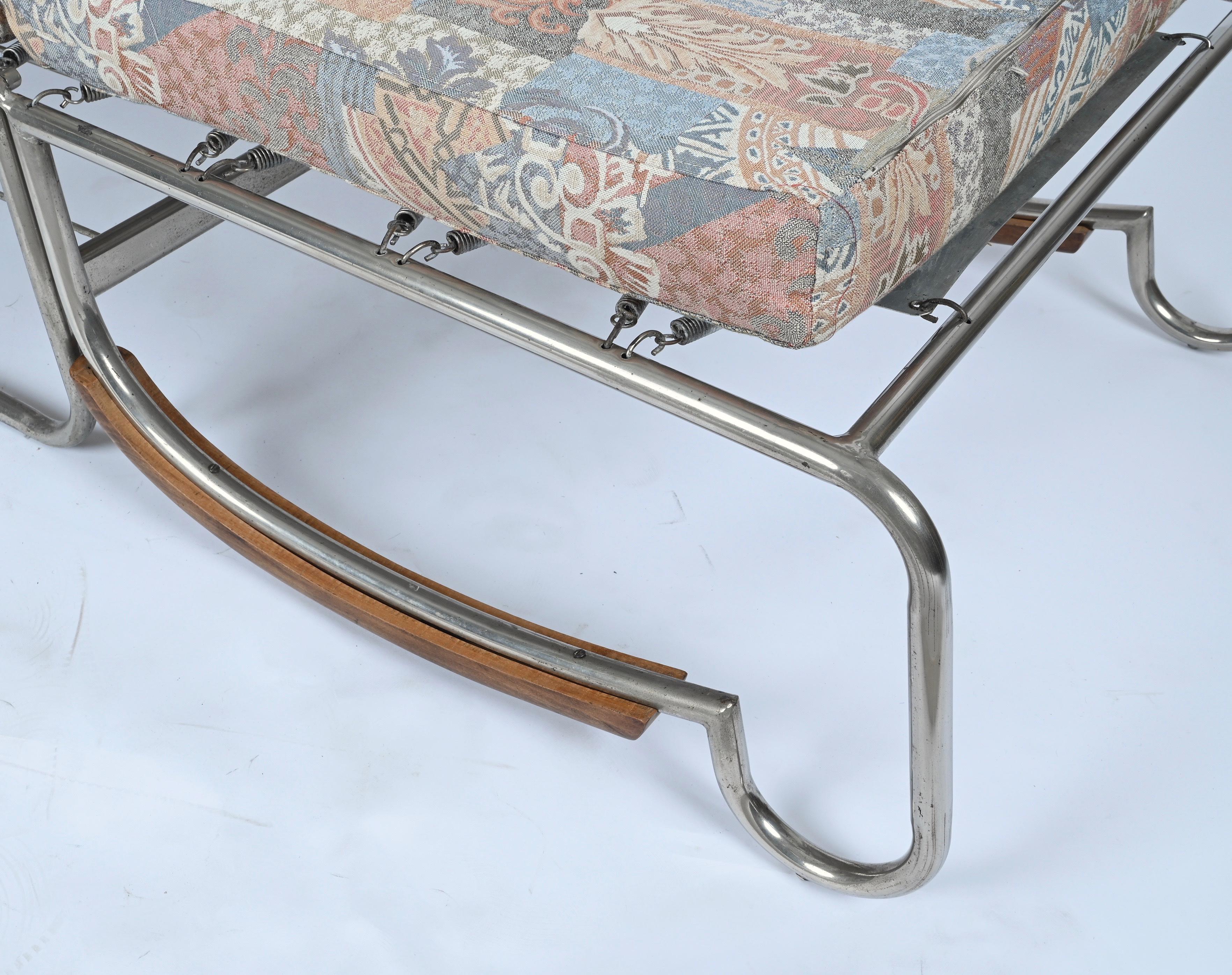 Bauhaus Chrome and Walnut Wood Adjustable Bed Armchair After Marcel Breuer 1930s 14