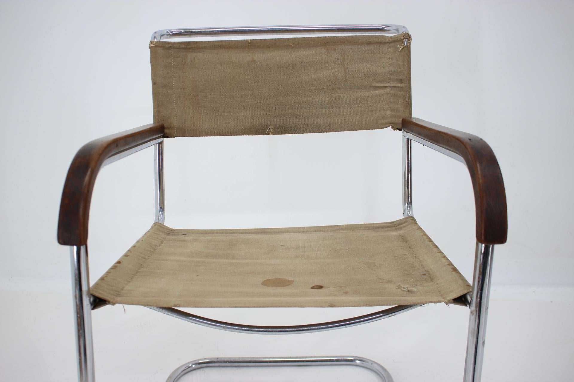 Czech Bauhaus Chrome Armchair B34 by Marcel Breuer / Mücke & Melder, 1930s /Eisengarn For Sale