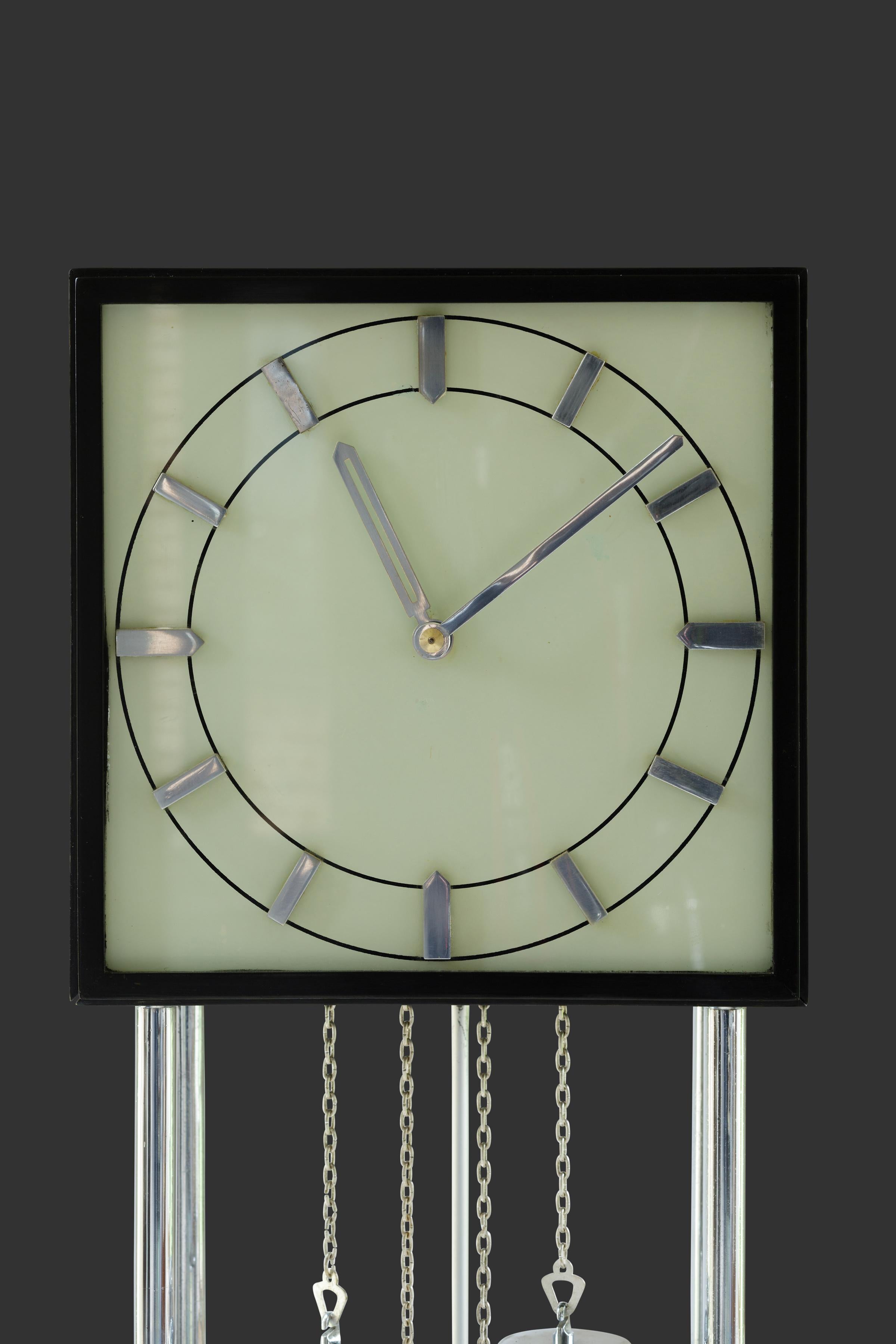 German 'Bauhaus' Chrome Art Deco Longcase Clock For Sale
