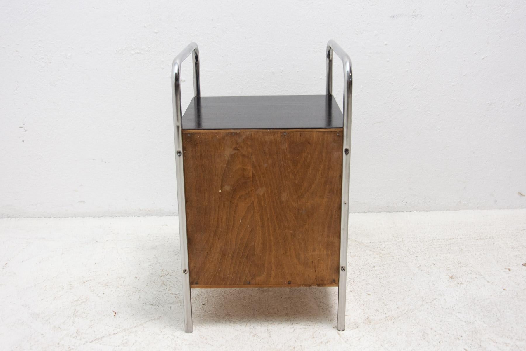 Table de chevet chromée Bauhaus par Robert The Thelezak, années 1930, Tchécoslovaquie 4