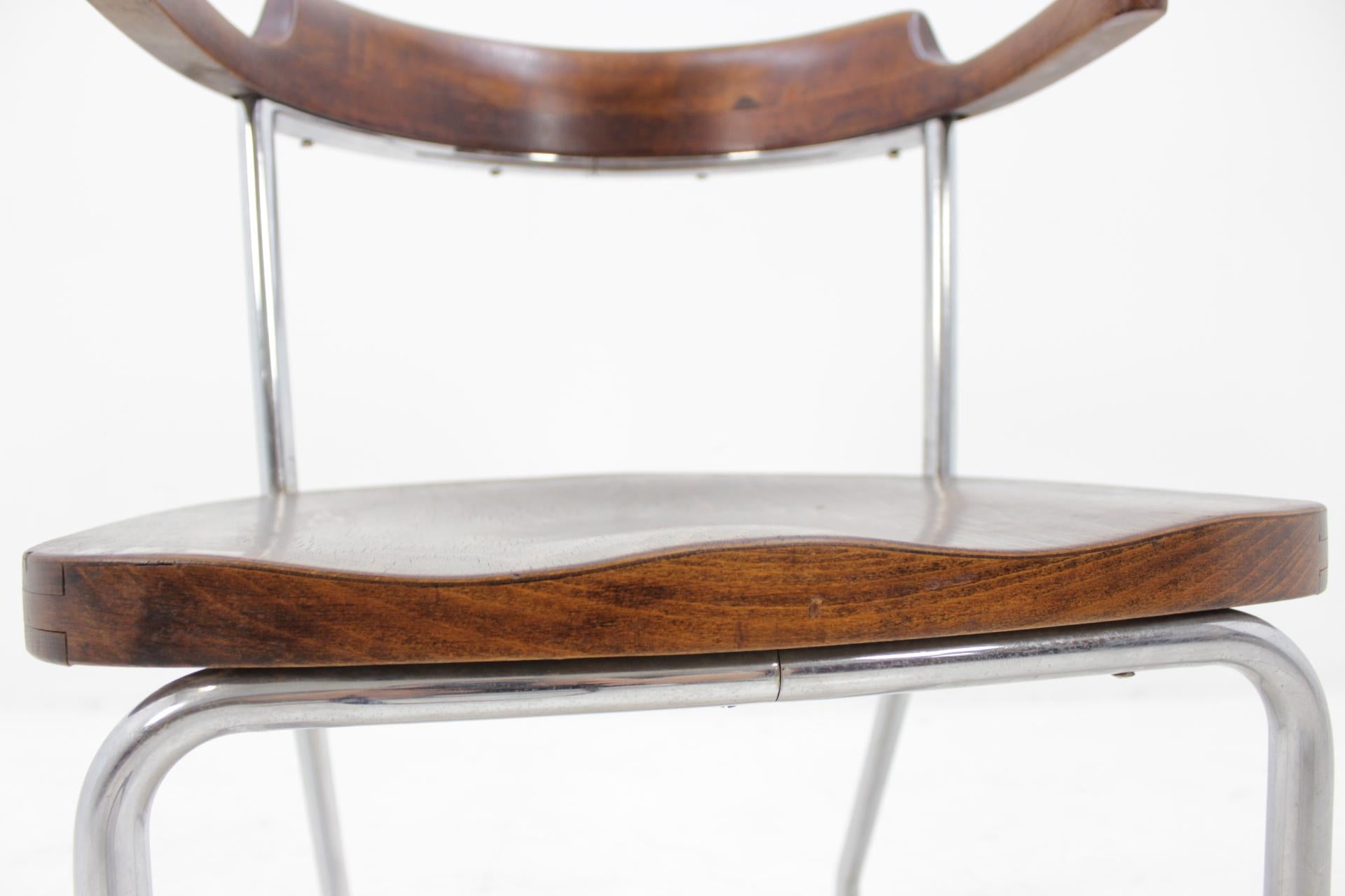 Czech Bauhaus Chrome Chair For Sale