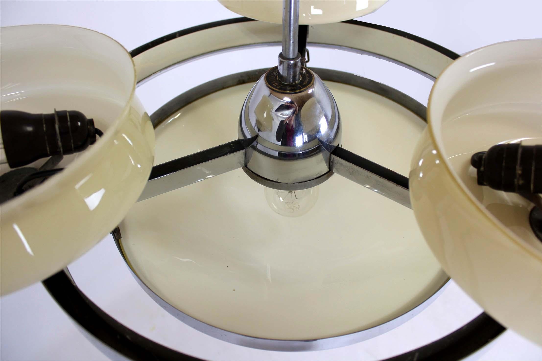 Bauhaus Chrome Chandelier from Zukov, 1940s For Sale 4