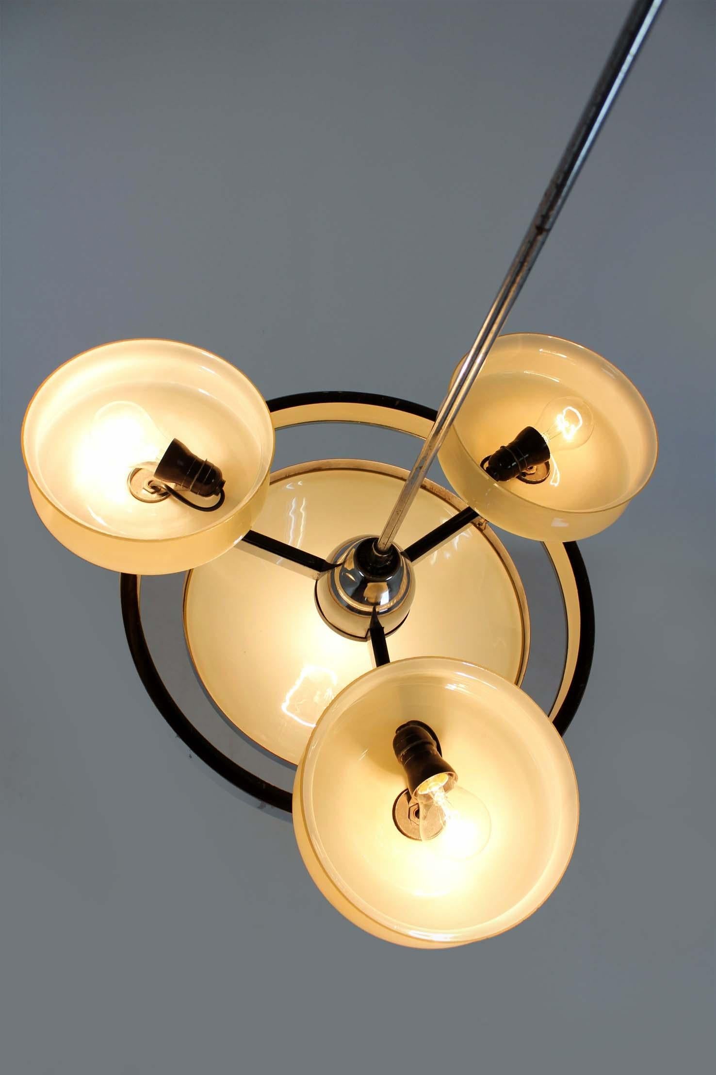 Bauhaus Chrome Chandelier from Zukov, 1940s For Sale 9