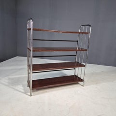 Bauhaus Chrome Étagère in Bent Steel and Sheet Metal, Europe 1930s