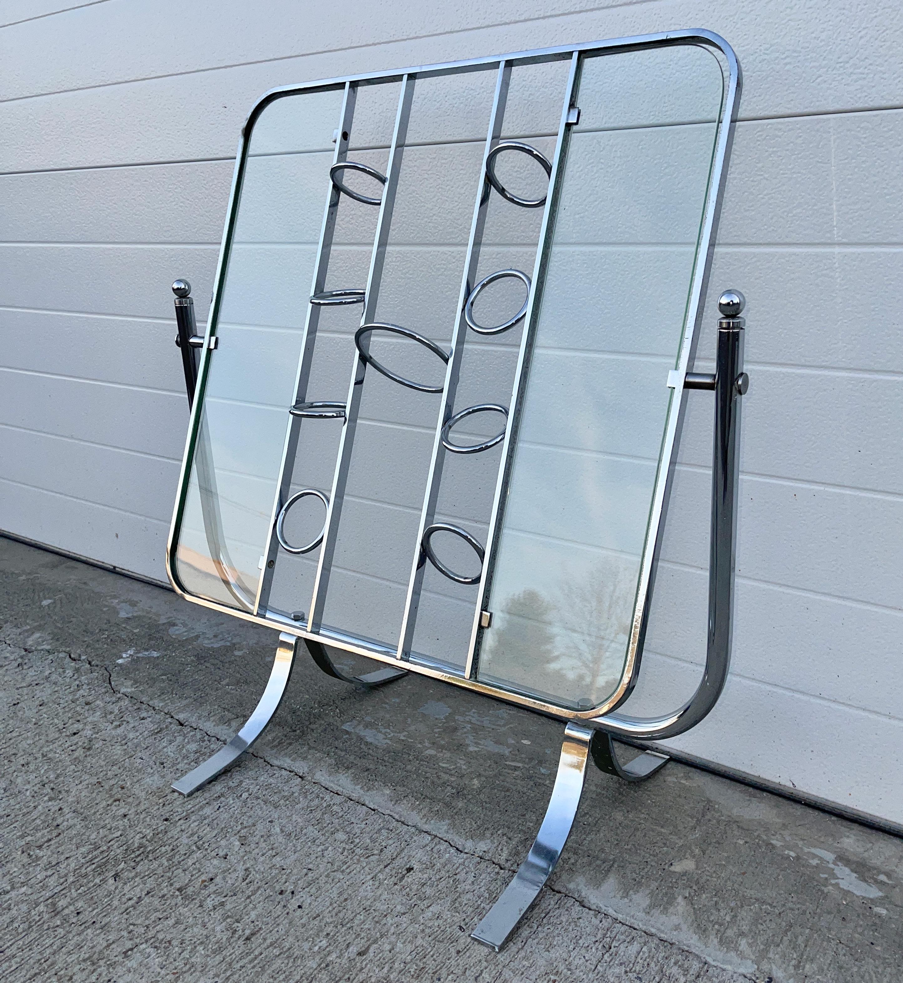 Pantalla Giroscópica para Chimenea Bauhaus de Cromo y Cristal en venta 2