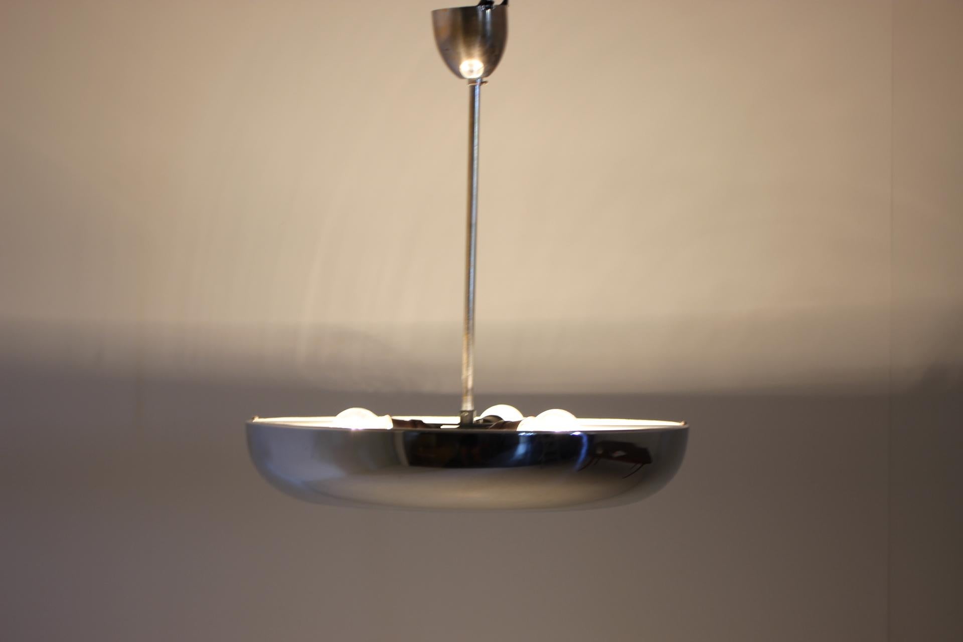 Bauhaus Chrome Pendant Lamp by Josef Hurka for Napako In Good Condition In Praha, CZ