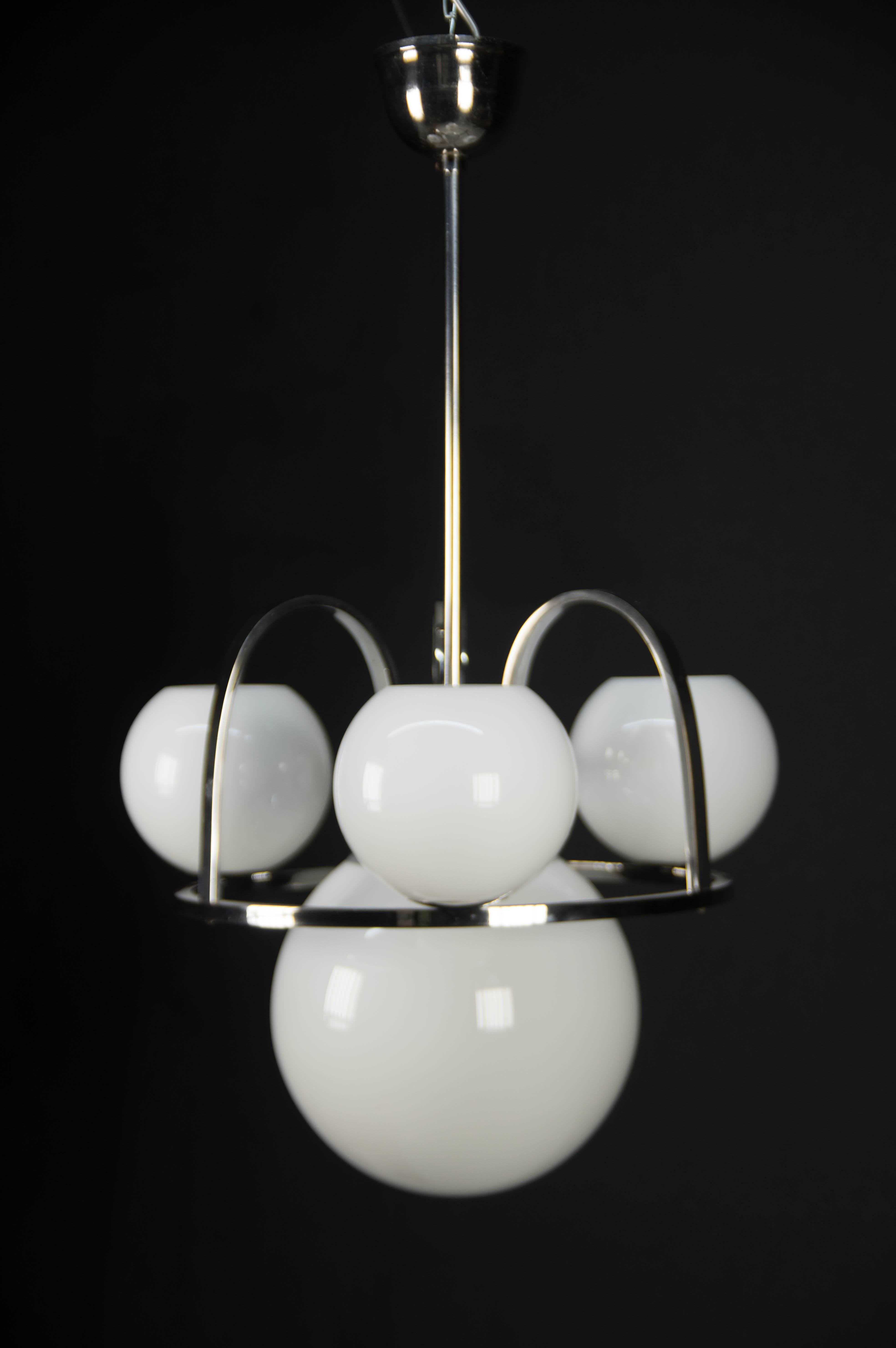 Bauhaus Chrome-plated Chandelier, 1930s 3