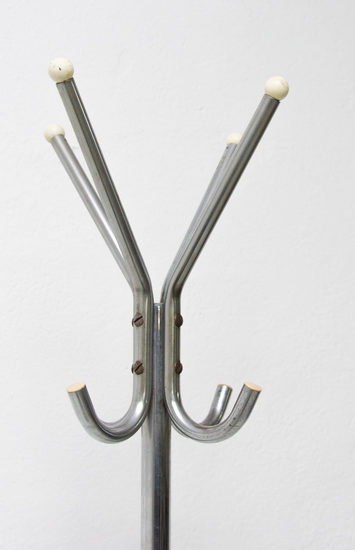 Bauhaus Chrome Plated Coat Rack, 1930s, Bohemia 1