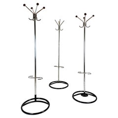 Antique Bauhaus Chrome-Plated Coat Racks, 1930s, Set of 3