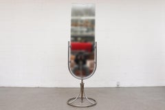 Bauhaus Chrome-Plated Swivel Standing Mirror with Circular Base