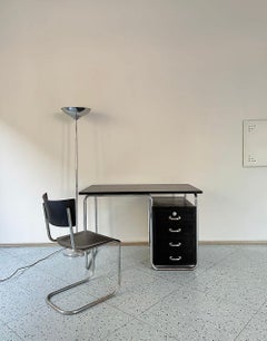 Bauhaus Chrome-Plated Tubular Steel and Wood Desk by Rudolf Vichr, 1920s