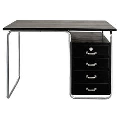 Antique Bauhaus Chrome-Plated Tubular Steel and Wood Desk by Rudolf Vichr, 1920s