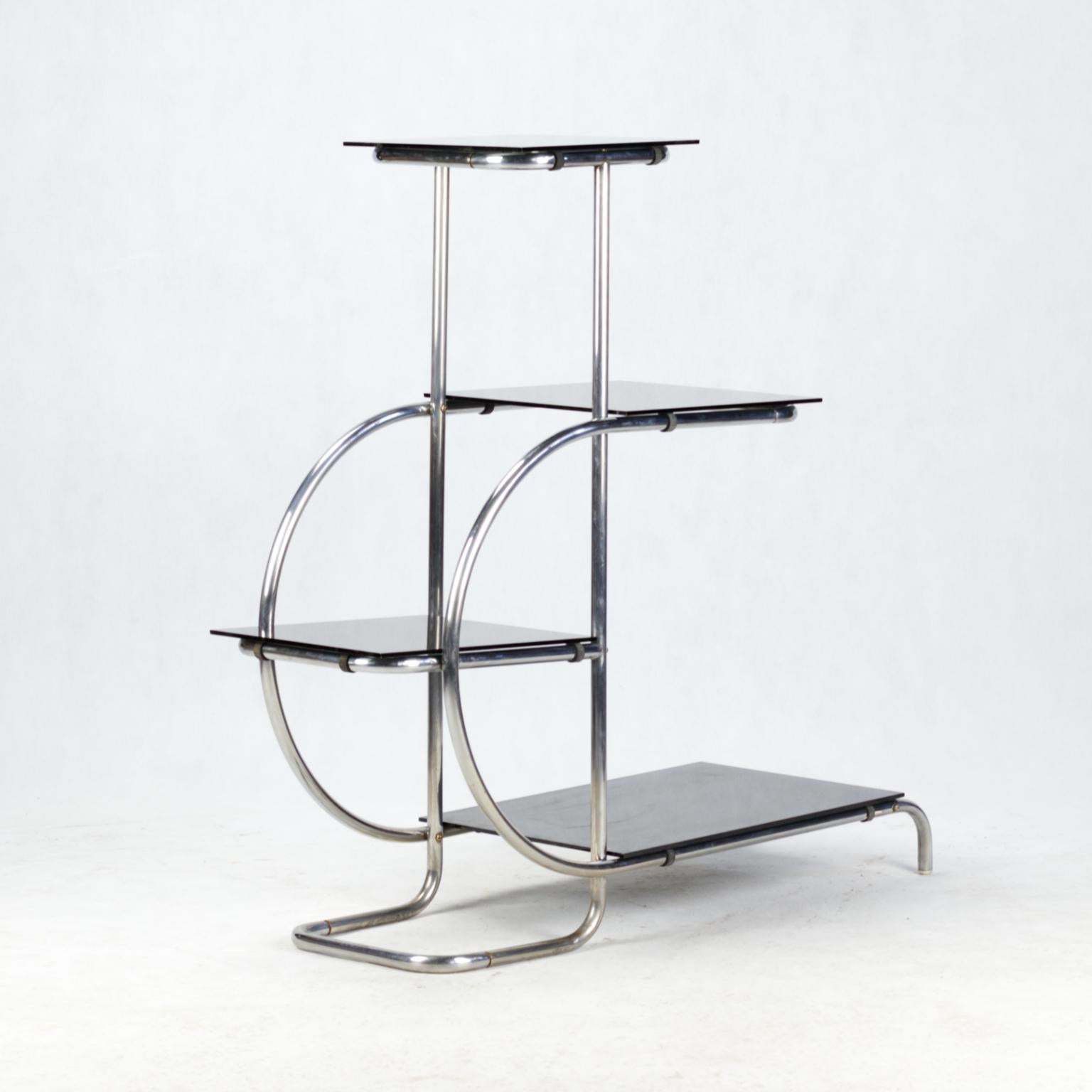 Bauhaus Chrome-Plated Tubular Steel Étagère / Flower Stand, 1930s 1