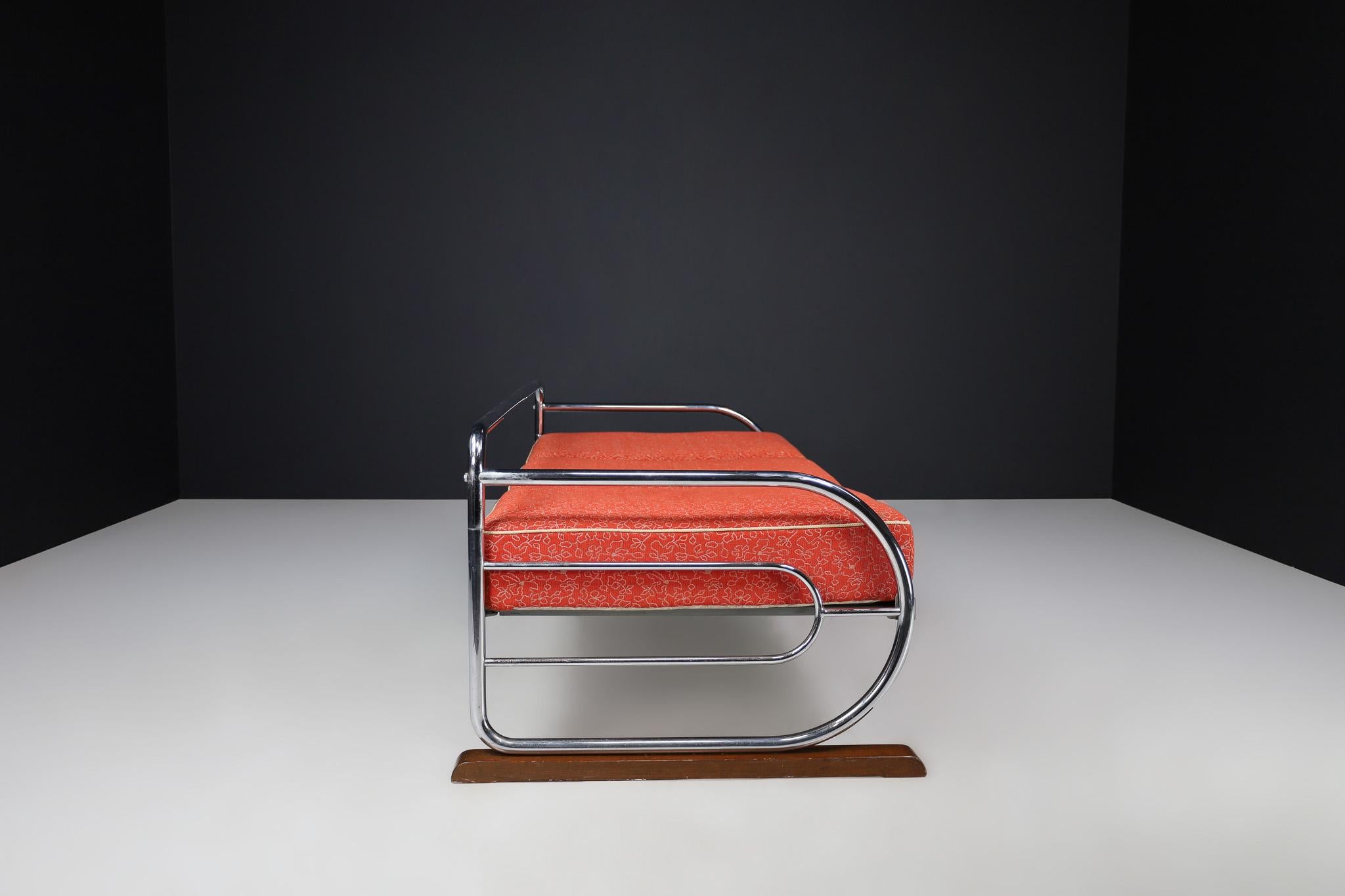 Verchromtes Bauhaus-Sofa mit Original-Polsterung von Hynek Gottwald, Prag 1930er Jahre im Angebot 4