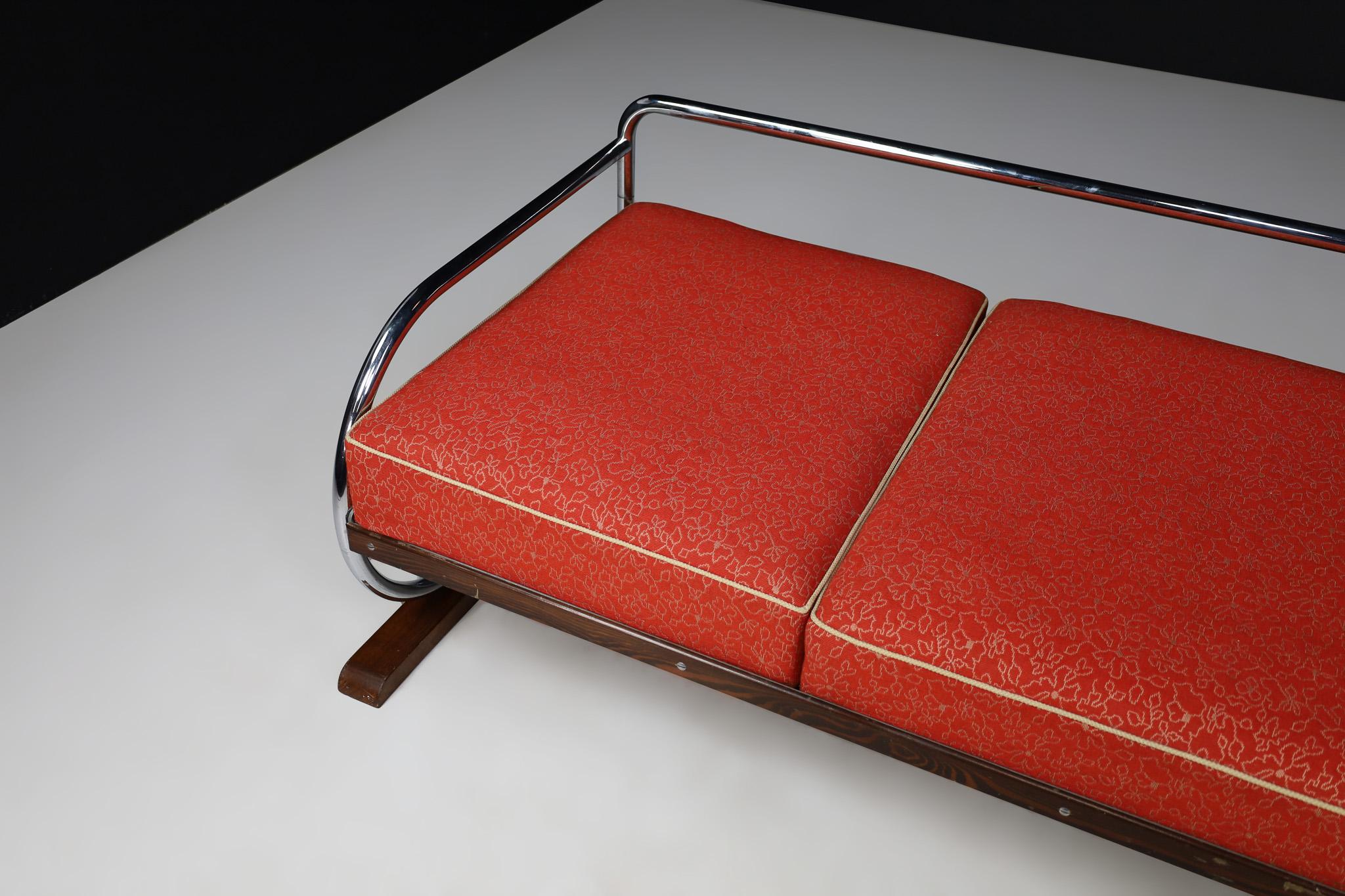 Verchromtes Bauhaus-Sofa mit Original-Polsterung von Hynek Gottwald, Prag 1930er Jahre im Angebot 6