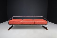 Bauhaus Chrome Sofa with Original Upholstery by Hynek Gottwald, Prague 1930s