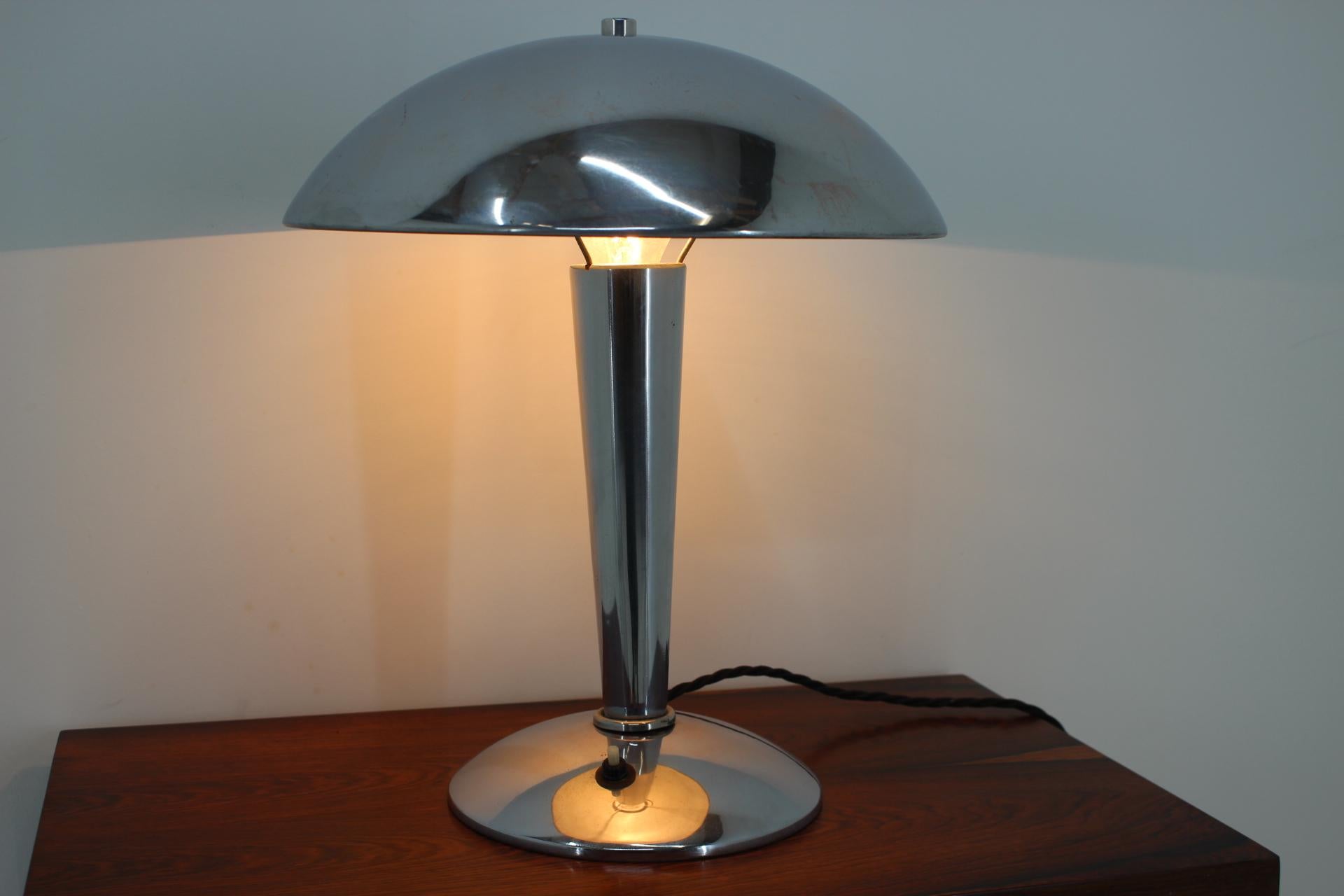 Czech Bauhaus Chrome Table Lamp, 1930s