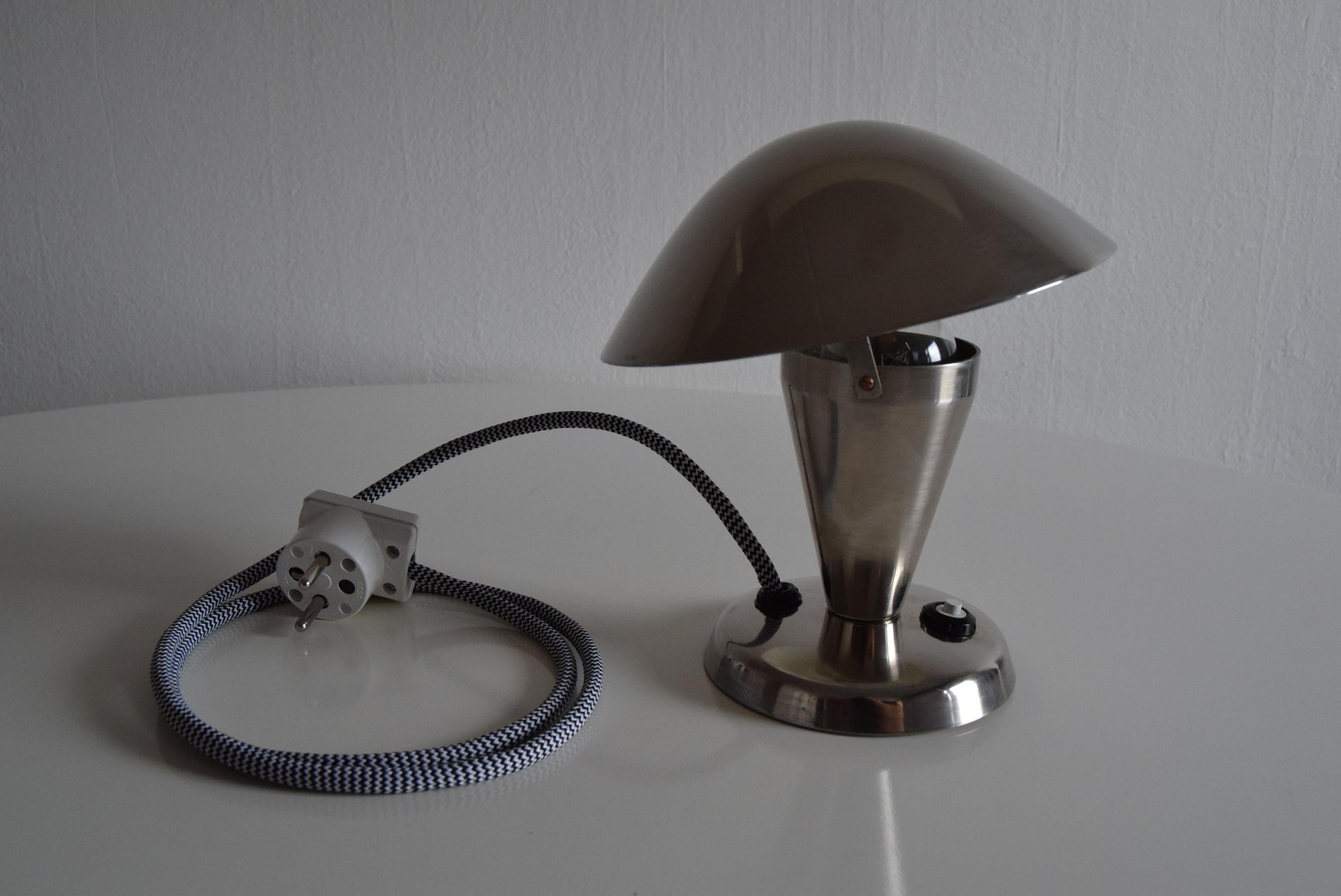 Bauhaus Chrome Table Lamp, Czechoslovakia, 1930's.  For Sale 7