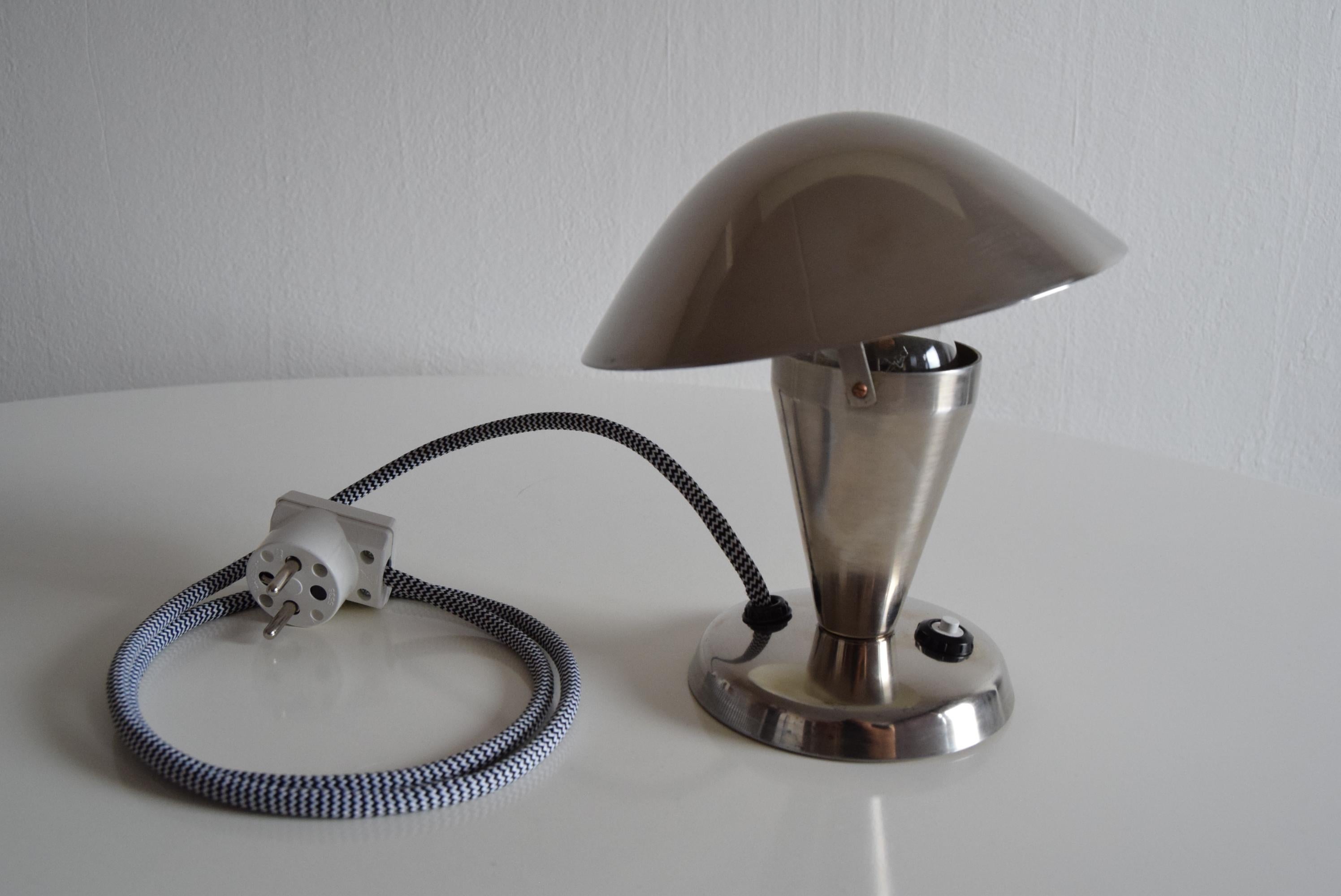 Bauhaus Chrome Table Lamp, Czechoslovakia, 1930's.  For Sale 8