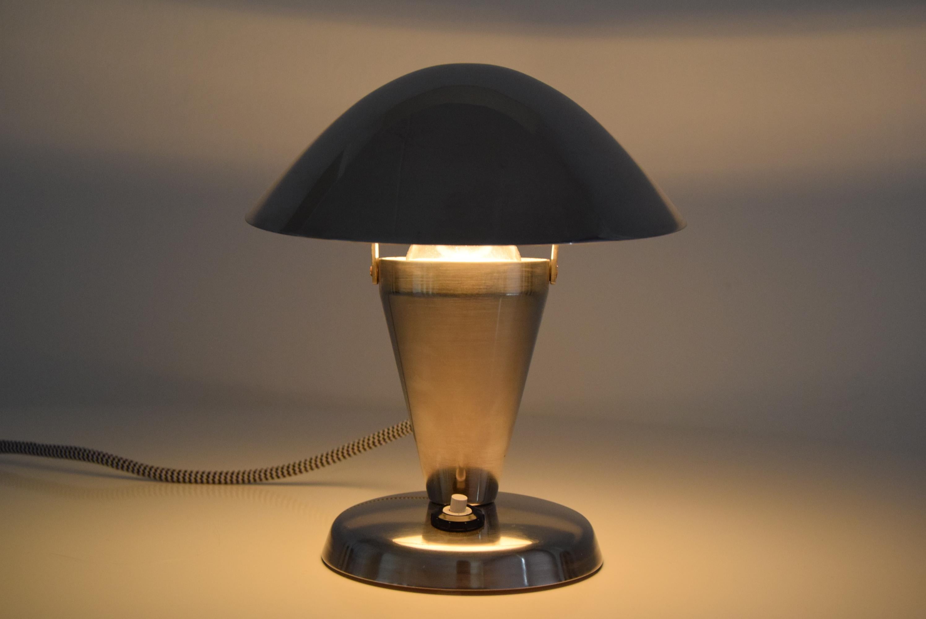Bauhaus Chrome Table Lamp, Czechoslovakia, 1930's.  For Sale 11