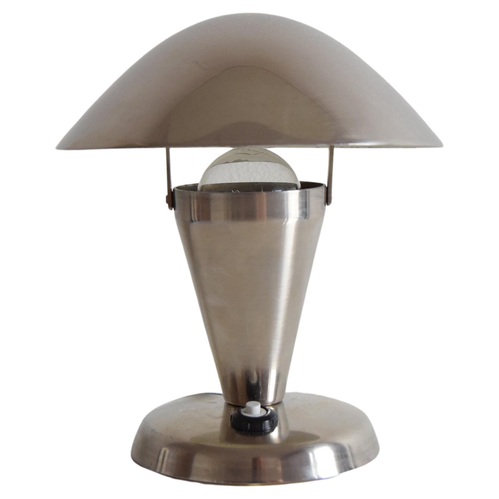 Bauhaus Chrome Table Lamp, Czechoslovakia, 1930's. 