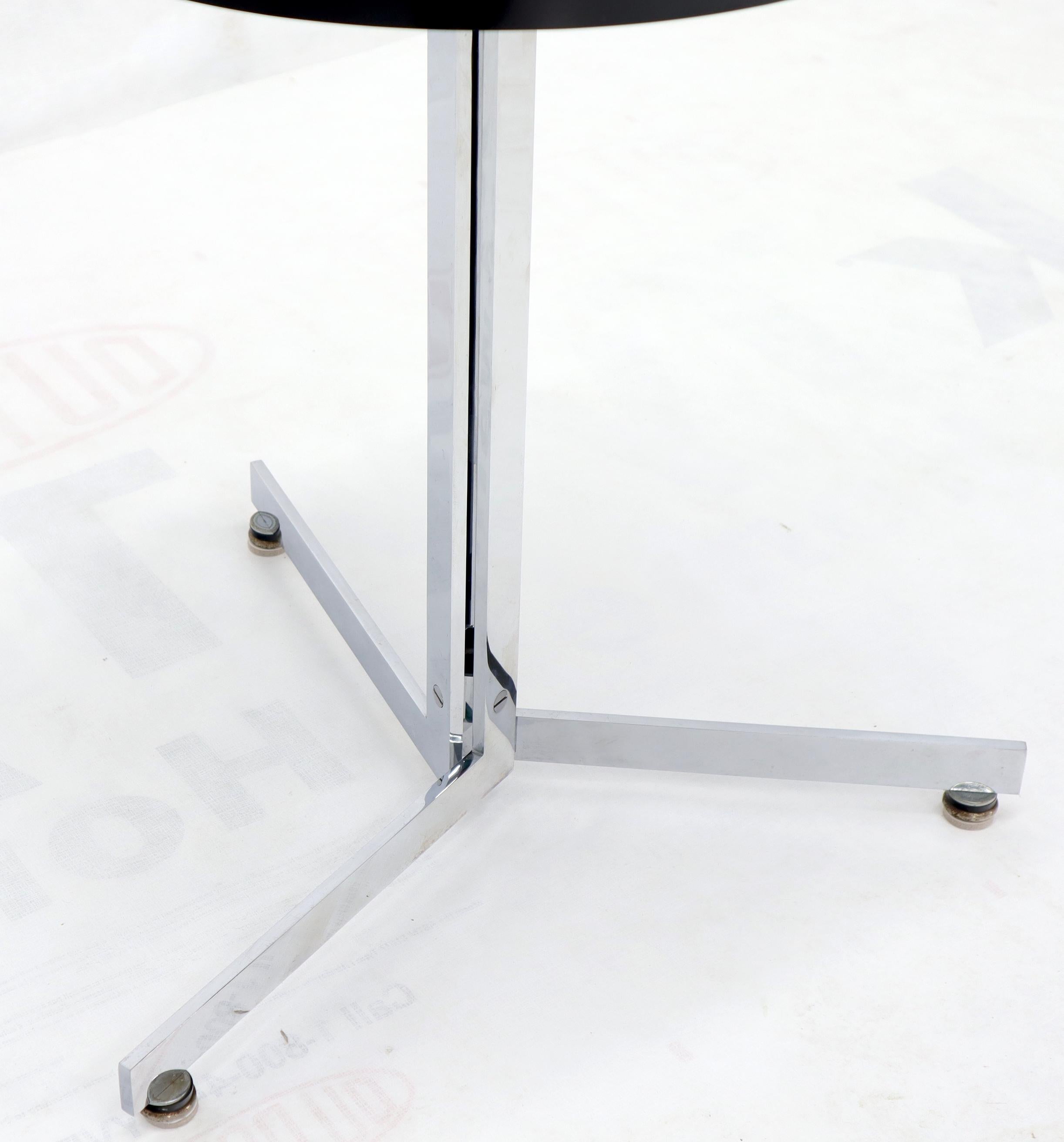 Mid-Century Modern Bauhaus Chrome Tripod Base Tri Legs Black Ebonized Round Top End Side Table