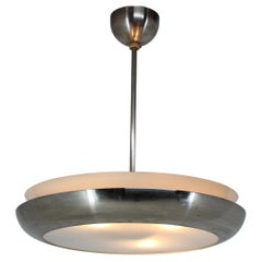 Vintage Bauhaus Chrome UFO Pendant, 1940s / Czechoslovakia, Functionalism