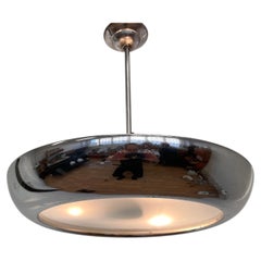 Pendente UFO cromato Bauhaus di Josef Hurka per Napako, anni '40