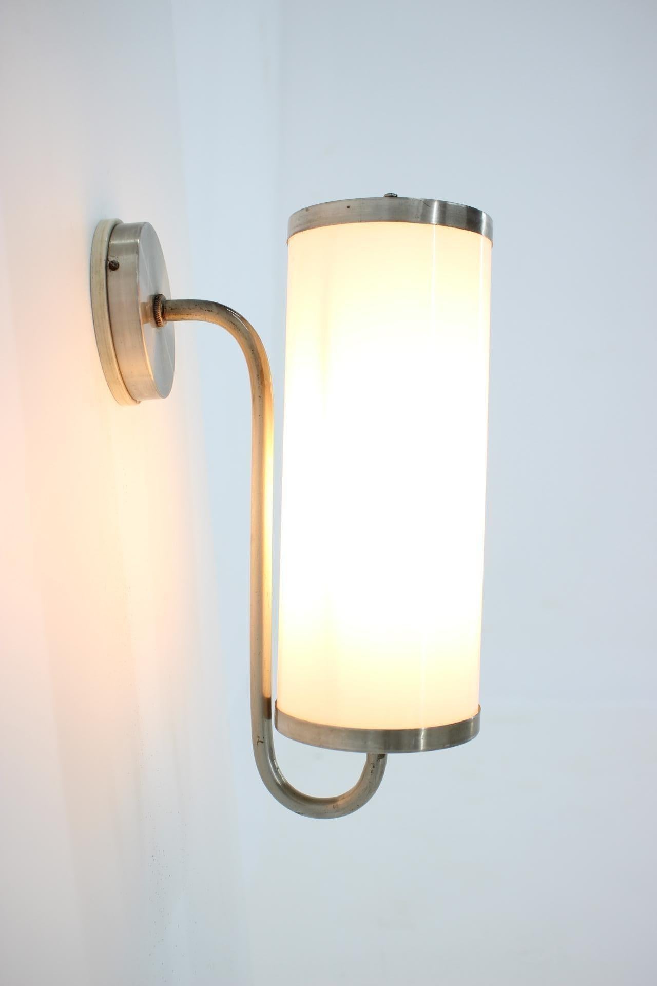 Czech Bauhaus Chrome Wall Lamp/Scone, 1930s For Sale