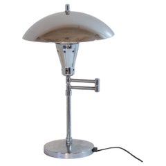 Bauhaus Chromed Desk Lamp with Adjustable Lampshade, Italy 1950s