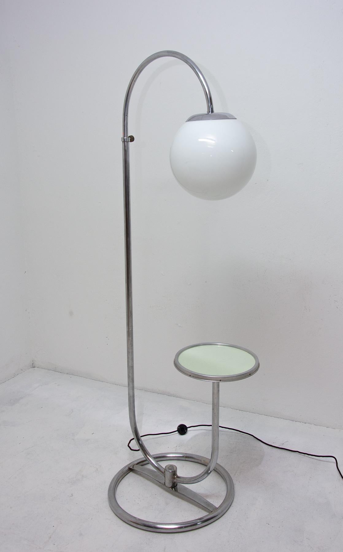 Czech Bauhaus Chromed Floor Lamp by Robert Slezak, 1930s, Bohemia